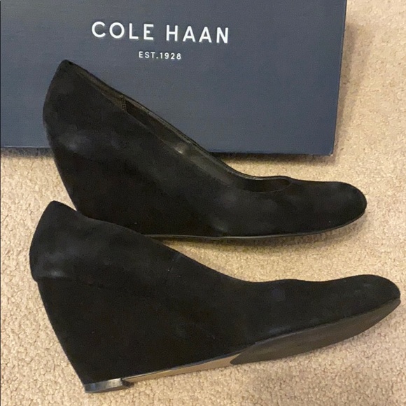 Cole Haan Lainey Black Suede Wedges - Picture 3 of 6